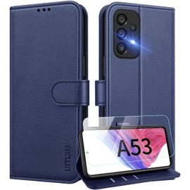 Coque Pour Samsung Galaxy A53 5g Coque Etui Portefeuille Cuir Avec Verre Trempé Protection Écran Porte Carte Rabat Clapet Flip Case Étui Cover Housse Etui Pour Samsung Galaxy A53 5[Car784899]