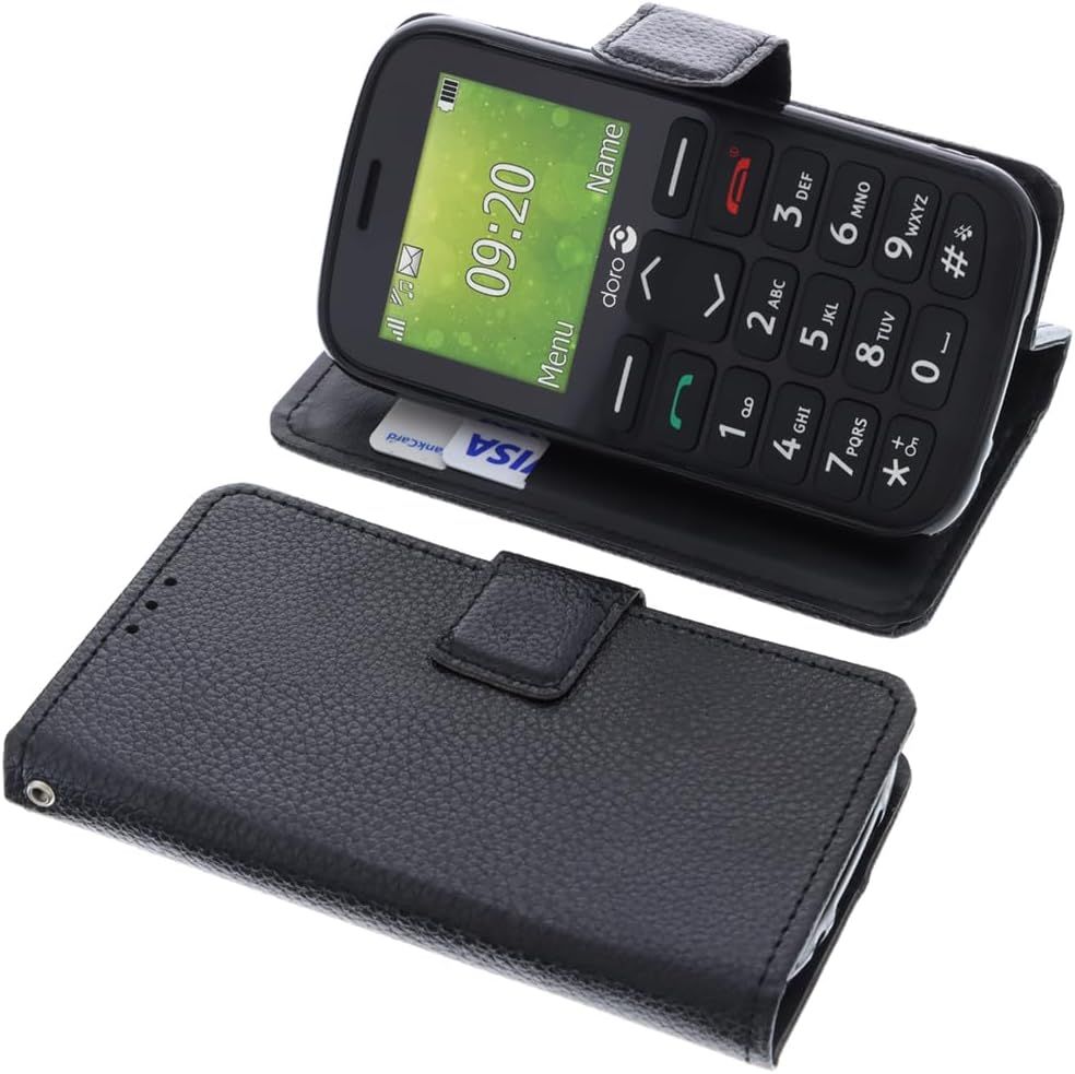 Étui Compatible Avec Doro 1380 Protection Book Style Case Housse Portefeuille Pour Téléphone Smartphone Coque À Rabat Support Pochette Noir[Car785511]