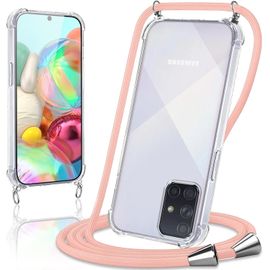 Coque Avec Cordon Pour Samsung Galaxy A71 4g 6,7"", Collier Réglable Téléphone Étui Portable Lanyard Case Transparent Ultra Souple Silicone Tpu Housse Antichoc Protection Cover, Or [Car784118]