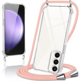 Coque Avec Cordon Pour Samsung Galaxy S23 Fe 6.4"", Collier Réglable Téléphone Étui Portable Lanyard Case Transparent Ultra Souple Silicone Tpu Housse Antichoc Protection Cover, Or [Car784137]