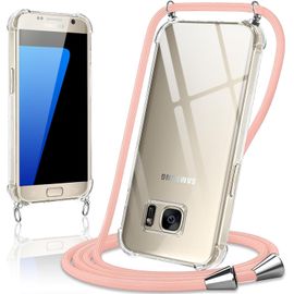 Coque Avec Cordon Pour Samsung Galaxy S7 5,1"",Collier Réglable Téléphone Étui Portable Lanyard Case Transparent Ultra Souple Silicone Housse Antichoc Protection Cover Pour Samsung [Car784141]