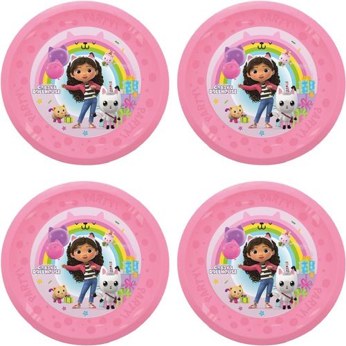 Assiettes Gabbys Dollhouse en plastique, 4 pièces, s, vaisselle de fête pour anniversaire ou fête à thème