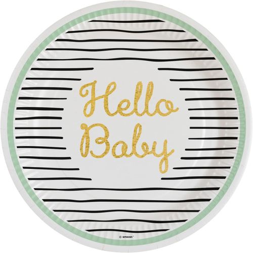 Amscan 8 Assiettes Hello Baby Rondes En Papier 23 Cm