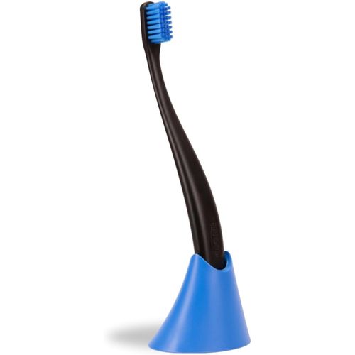 promis Brosse et support : brosse à dents durable et porte - brosse à dents en bioplastique, 6750 poils doux, fabriqué en Allemagne, design italien (noir océan)