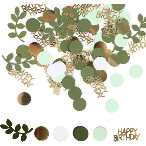 Confettis Anniversaire 600 Pièces, Confettis de Table Anniversaire 18 Ans Vert Confettis, HAPPY BIRTHDAY Confettis pour Deco Table, Deco Anniversaire Fête, Confettis pour Baby Shower Deco