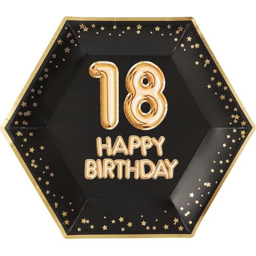 Glitz & Glamour Assiette Grand Format Noir/Doré 18 Ans