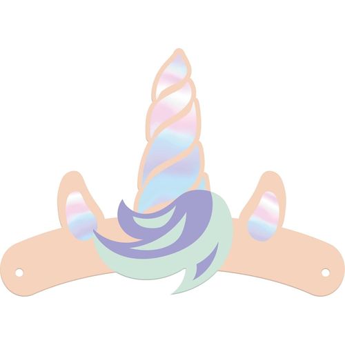 Pour Enfant 68327 Bandeaux Papier Unicorns & Rainbows - 6 Pièces, Multicolore, M