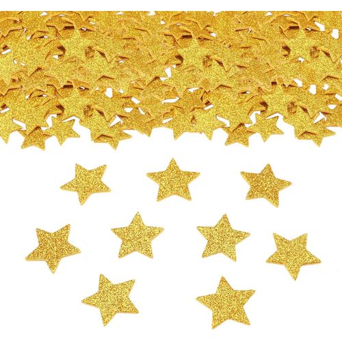 Lot De 60 Confettis En Forme D'étoile Dorée - 3 Cm - Paillettes - Décoration De Noël - En Caoutchouc Mousse - Étoiles - Décoration De Table - Confettis Dorés - Pour Anniversaire, Mariage