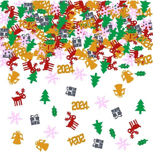 Confettis de Noël, décoration de table de Noël, 30 g, confettis à paillettes, décoration de table, 2024, flocons de neige, renne et sapin de Noël