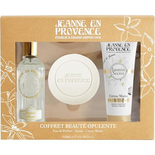 Coffret Cadeau Pour Femme - Jasmin Secret - Eau De Parfum 60 Ml + Crème Mains 75 Ml + Savon Solide 100 Gr - Fabriqué En France À Grasse 