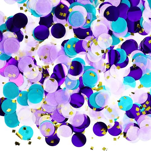 Lot de 6 000 confettis multicolores, 50 g, violets, ronds, pour anniversaire, mariage, Noël, Nouvel An - Papier pailleté - Décoration de table - Ballons décoratifs