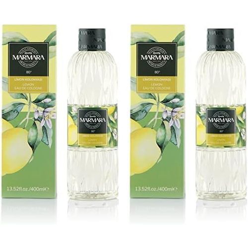 Kolonya Citron 400 Ml Avec Boîte | Eau Parfumée Turque | Aftershave | Eau De Rasage | Eau De Cologne | Eau De Cologne | Eau De Cologne Lemon | 80 Alcool (Lot De 2) 