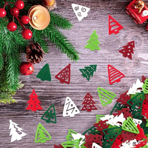 120pcs Sapin De Noël Feutre Confettis Décoration Ornement De Table Bibelot Decoratif Arbre Party Accessoire Pour Fête Noël
