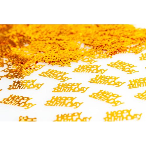 Confettis De Table Dorés « Happy Birthday » - 14 G - Décorations De Fête Pour Enfants Et Adultes - Doré