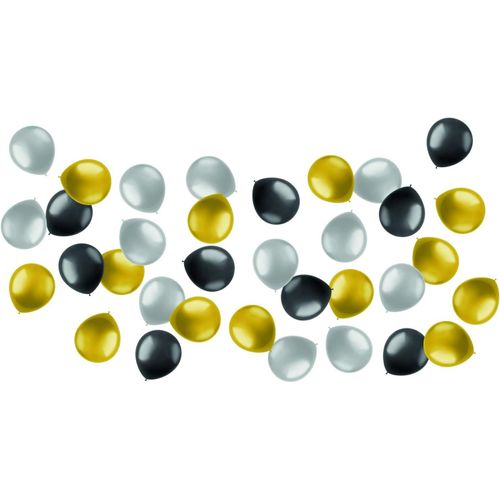 Mini Ballons Rich Metallics 13cm - 50 Pièces, Argent/Noir/Or - Brillant