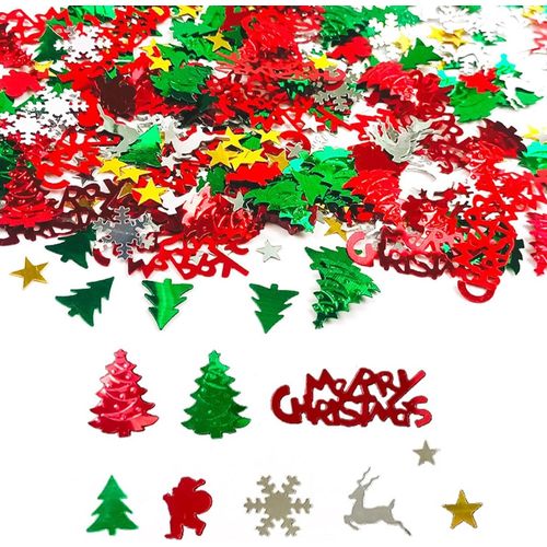 Décoration de table de Noël, confettis pour décoration, confettis de table, sapin de Noël, flocons de neige, étoiles multicolores, décoration de fête, bricolage, bricolage de Noël, SDZX03