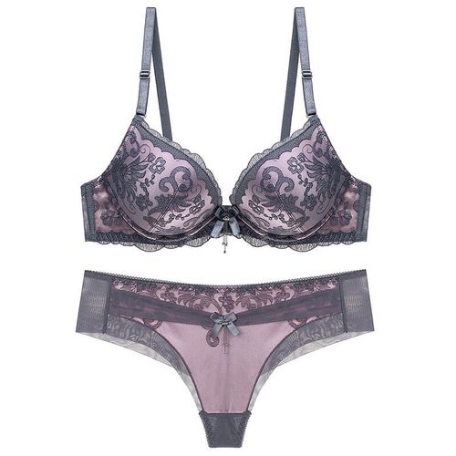 Ensemble De Soutien-Gorge Push-Up Pour Femme,Brassière Pour Mmoblady,Motif De Fougère,N?ud À Armatures,Décoration,Lingerie Pour Femme