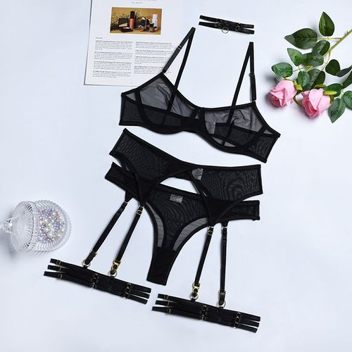 Ensemble De Lingerie Sexy En Dentelle Pour Femmes,Ensembles Exotiques,Ensemble De Lingerie Sexy,Culotte En Chaîne,Jarretelles,Kit De Luxe Fantaisie,Ensemble De Soutien-Gorge Érotique