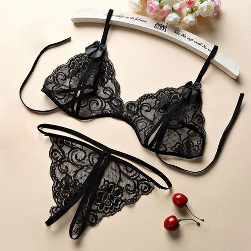 Ensemble De Lingerie Sexy Sans Entrejambe Pour Femmes,Soutien-Gorge Creux En Dentelle,Robe De Poupée Teddy,Soutien-Gorge Ouvert En V Profond,Costumes Érotiques,Ensemble De Sous-Vêtements Pour Femmes