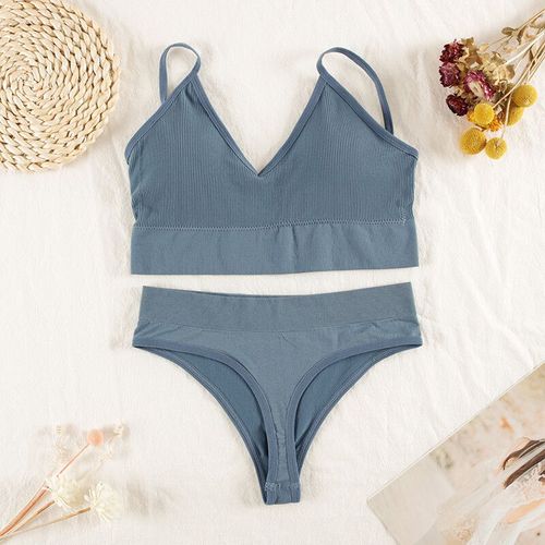 Chrleisure Femmes Ensemble De Sous-Vêtements Sans Fil Lingerie Culotte Soutien-Gorge Sexy String Sans Couture Débardeur Haut Court Brassière