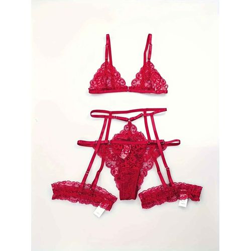 Toucheart 3 Pièces Ensemble Vêtements De Nuit Costume Lingerie Sexy Femmes Mince Transparent Dentelle Soutien-Gorge Ensemble Voir À Travers Femme Sous-Vêtements Érotiques