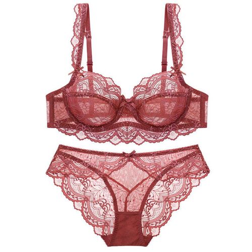 Ensemble Soutien-Gorge Et Culotte Transparents Ultra Fins En Dentelle,Sous-Vêtements De Grande Taille,Lingerie Pour Femmes,Brassières A B C D E Cup 95c 95d
