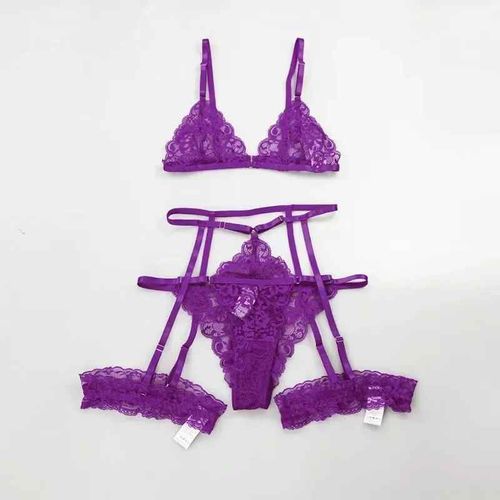 Toucheart 3 Pièces Ensemble Vêtements De Nuit Costume Lingerie Sexy Femmes Mince Transparent Dentelle Soutien-Gorge Ensemble Voir À Travers Femme Sous-Vêtements Érotiques