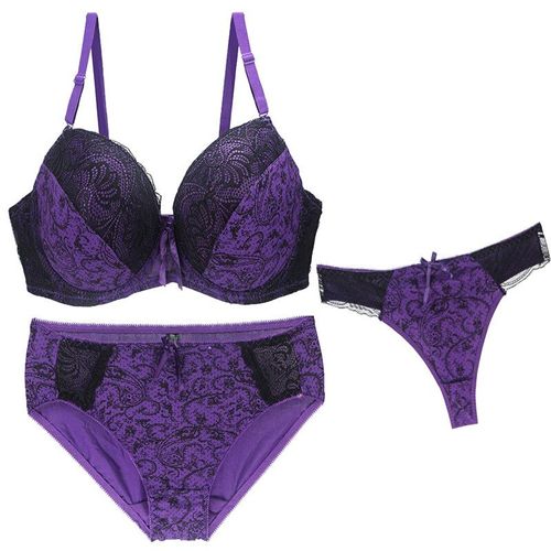 Nouvell Sans Couture Push Up Soutien-Gorge Ensembles Pour Femmes 3 Pièces Sous-Vêtements Bcdef Tasse Beige Noir Bleu Violet Rouge Blanc Grande Taille Lingerie