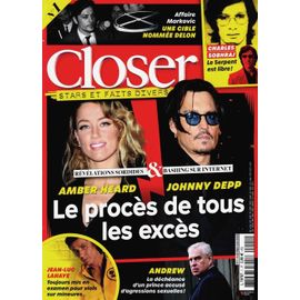 Closer 1 2023 Stars Et Faits Divers Depp/Delon/Lahaye/Serpico/Le Serpent/Andrew/Ppda/Delarue/Kim Kardashian/Palmade