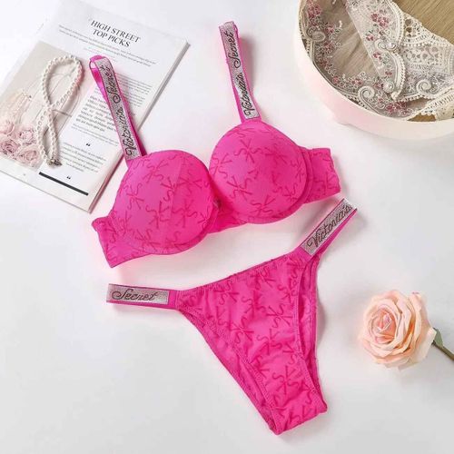 Nouvelle Mode Femme Lingerie Sexy Sport Classique Rembourré Réglable Push Up Victoria's Secret Ensemble De Lingerie Ensemble De Sous-Vêtements