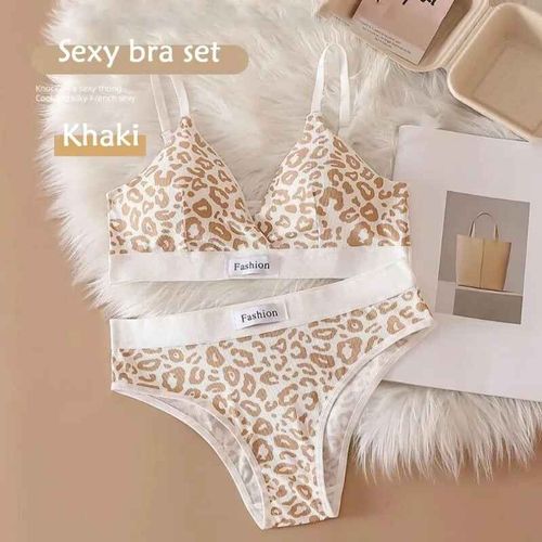 Ensemble De Soutien-Gorge Sans Couture Pour Femmes,Culotte Taille Basse,Léopard,Bralette,Lingerie Sexy,Col En V,Brassière De Sport,Ensemble De Sous-Vêtements En Coton