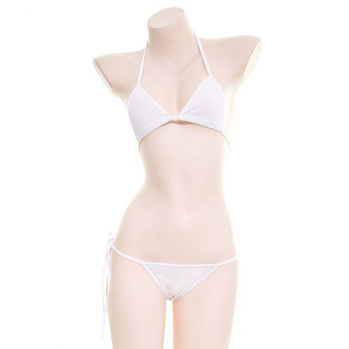 Lingerie Japonaise Sexy Lolita Kawaii,Mini Bikini Rayé Bleu Rose Blanc,Costumes Érotiques Cosplay Pour Adultes,Soutien-Gorge,Ensemble De Sous-Vêtements Pour Femmes