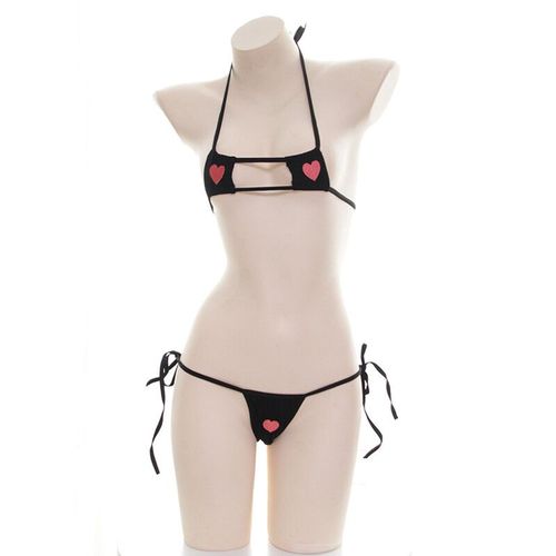 Lingerie Japonaise Sexy Lolita Kawaii,Mini Bikini Rayé Bleu Rose Blanc,Costumes Érotiques Cosplay Pour Adultes,Soutien-Gorge,Ensemble De Sous-Vêtements Pour Femmes