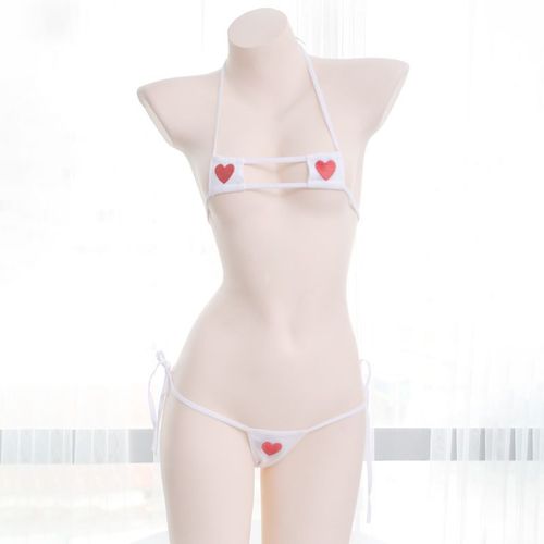 Lingerie Japonaise Sexy Lolita Kawaii,Mini Bikini Rayé Bleu Rose Blanc,Costumes Érotiques Cosplay Pour Adultes,Soutien-Gorge,Ensemble De Sous-Vêtements Pour Femmes