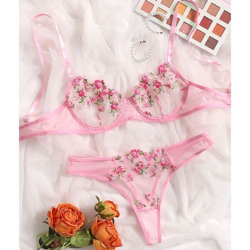 Rond Up Night Belles Femmes Sexy 2 Pièces Broderie Florale Sous-Vêtements Sexy Érotique Lingerie Sous-Vêtements Lenceria Ensembles Sexy
