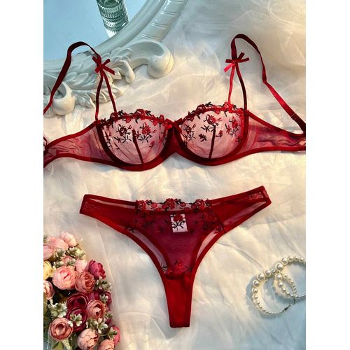 Rond Up Night Belles Femmes Sexy 2 Pièces Broderie Florale Sous-Vêtements Sexy Érotique Lingerie Sous-Vêtements Lenceria Ensembles Sexy