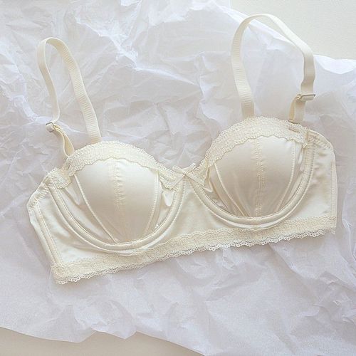 Soutien-Gorge Push-Up À Armatures Pour Femmes Françaises,Lingerie Demi-Tasse À Bord En Dentelle Douce,Bonnet Fin Avec Ensemble De Soutien-Gorge Anti-Affaissement