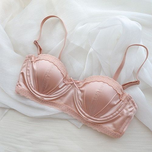 Soutien-Gorge Push-Up À Armatures Pour Femmes Françaises,Lingerie Demi-Tasse À Bord En Dentelle Douce,Bonnet Fin Avec Ensemble De Soutien-Gorge Anti-Affaissement