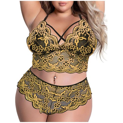 Grande Taille Soutien-Gorge 2 Pièces Ensembles Lingerie Sexy Femmes Dentelle Broderie Soutien-Gorge Et Slip Ensembles Sous-Vêtements Vêtements De Nuit Pyjamas Ensemble Exotique 4xl