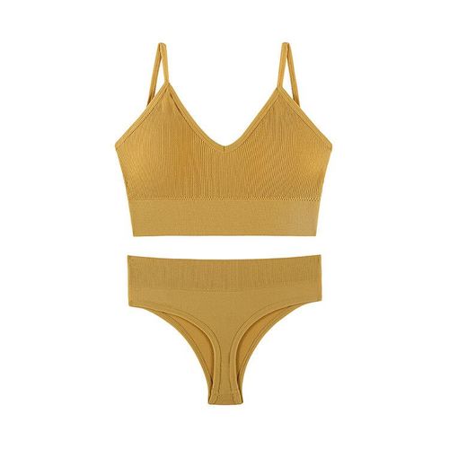 Femmes Soutien-Gorge Culotte Ensemble Push Up Sport Soutien-Gorge Ensemble Sexy String Sans Couture Actif Soutien-Gorge String Ensemble De Lingerie Fitness Haut Court Sous-Vêtements