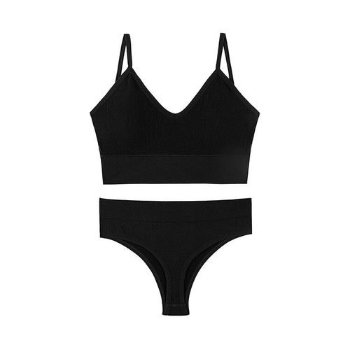 Femmes Soutien-Gorge Culotte Ensemble Push Up Sport Soutien-Gorge Ensemble Sexy String Sans Couture Actif Soutien-Gorge String Ensemble De Lingerie Fitness Haut Court Sous-Vêtements