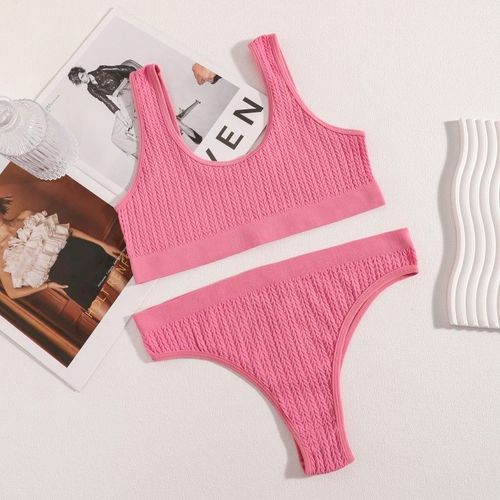 Ensemble De Soutien-Gorge Sans Couture Pour Femmes,Tongs Taille Haute,Culotte,Brassière Sans Fil,Sans Armatures,Ensemble De Lingerie Sexy,Sous-Vêtements De Sport Féminins