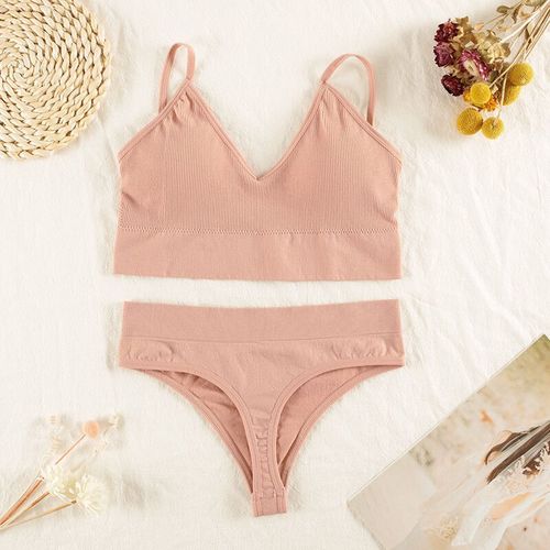 Chrleisure Femmes Ensemble De Sous-Vêtements Sans Fil Lingerie Culotte Soutien-Gorge Sexy String Sans Couture Débardeur Haut Court Brassière