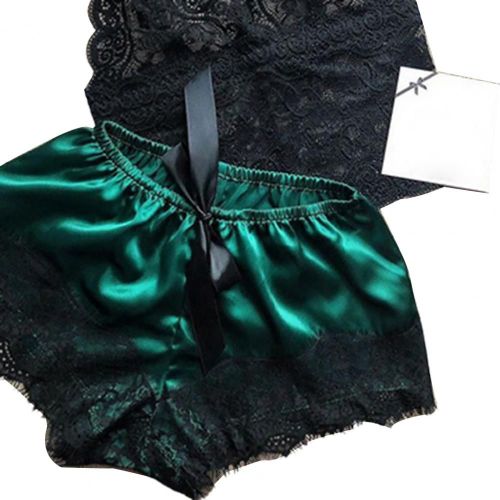 Femmes Sexy Dentelle Ultra-Mince Bustier Tubulaire Soutien-Gorge Pantalons Courts Vêtements De Nuit Pyjamas Ensemble Robe En Soie Sommeil Costume Dentelle Satin Pyjamas Robe Pour La Maison