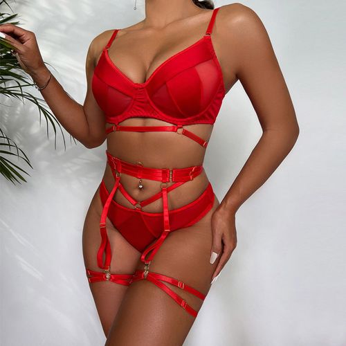 Lenceria Babydoll Grande Taille S-Xxl Femmes Intimes Sous-Vêtements Soutien-Gorge Culotte Ensemble String Porte-Jarretelles Ensemble De Lingerie Sexy