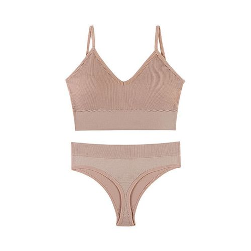 Femmes Soutien-Gorge Culotte Ensemble Push Up Sport Soutien-Gorge Ensemble Sexy String Sans Couture Actif Soutien-Gorge String Ensemble De Lingerie Fitness Haut Court Sous-Vêtements