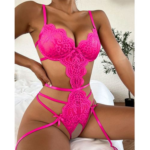 Lenceria Babydoll Grande Taille S-Xxl Femmes Intimes Sous-Vêtements Soutien-Gorge Culotte Ensemble String Porte-Jarretelles Ensemble De Lingerie Sexy