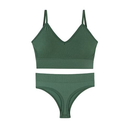 Femmes Soutien-Gorge Culotte Ensemble Push Up Sport Soutien-Gorge Ensemble Sexy String Sans Couture Actif Soutien-Gorge String Ensemble De Lingerie Fitness Haut Court Sous-Vêtements