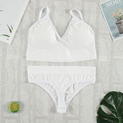 Chrleisure 2 Pièces Ensemble De Soutien-Gorge Ensemble De Sous-Vêtements Femmes Culottes Sexy String Sans Couture Bralette Femme Lingerie Doux Débardeur Haut Court 2022