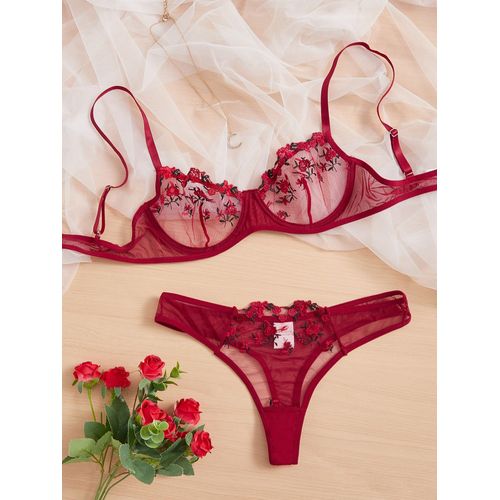 2024 Lingerie Sexy Femme Dentelle Sous-Vêtements Transparents Fée Broderie Bref Ensembles Kit De Soutien-Gorge Délicat Push Up Breves Ensembles Soutien-Gorge Érotique
